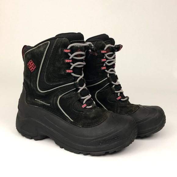 Columbia waterproof black/ red winter boots Sz 5 - Picture 3 of 8
